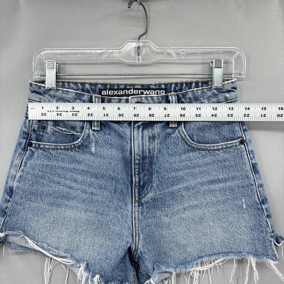 Alexander Wang Shorts Womens 25 High Rise Bite Denim Cutoff Raw Hem Made USA - Picture 7 of 16